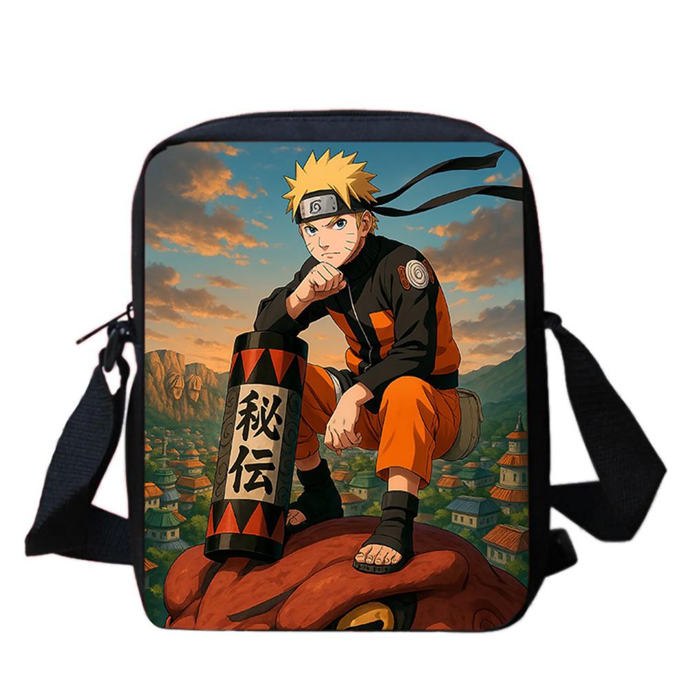 NARUTO Anime Kids Crossbody Bag,Lightweight&Durable, Adjustable Straps,Secure Zipper,for School & Daily Use,for Boys&Girls 5-11