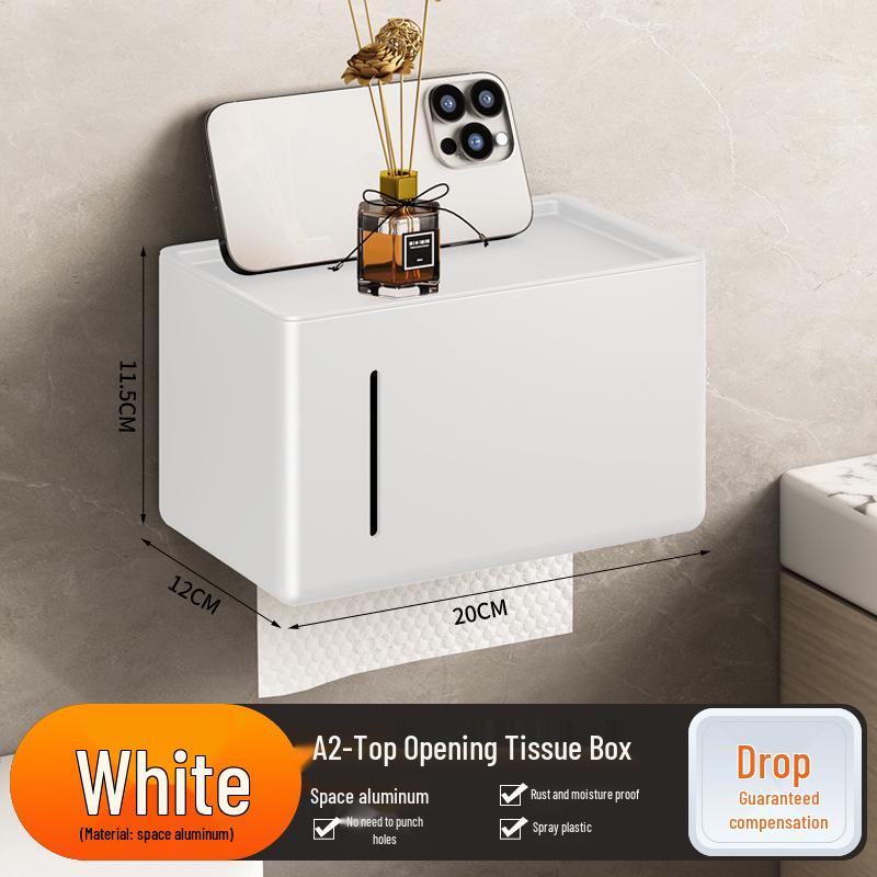 Punch-Free Wall-Mounted Gun Gray Tissue Box and Towel Holder