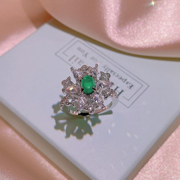 Japanese and Korean Style Baroque Emerald Full Diamond Earrings Necklace Designer Set