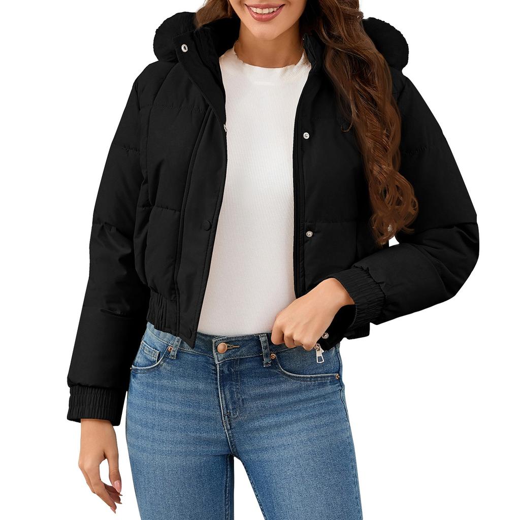 Women's Short Winter Warm Cotton Jacket Single Breasted Zipper Jacket