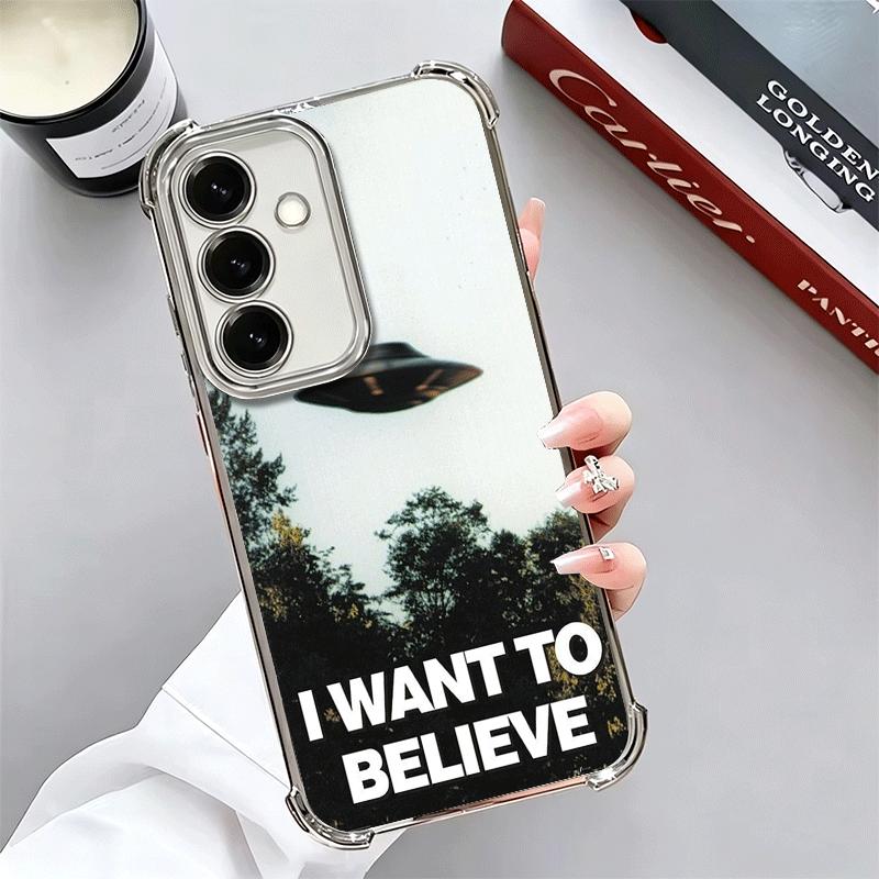 The X Files I Want to Believe Plating Phone Case For Samsung A17 A07 A37 A57 A16 A56 A15 A55 A14 A54 A13 A53 A26 A36 A25 A35 A24