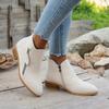 Eleganta slip-on ankelstövlar för damer, spetsig tå, vinterstövlar med dragkedja, dämpad TPR-sula