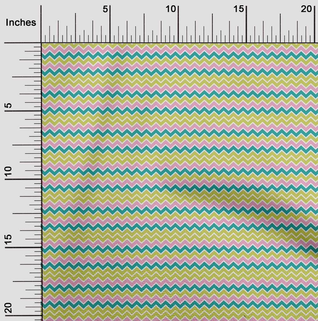 oneOone Cotton Flex Olive Green Fabric Chevron Sewing Material Print Fabric By The Yard 40 Inch