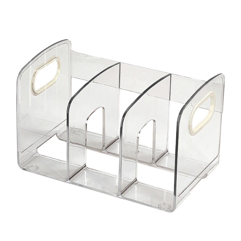 Book Organizer Desktop Book Rack File Holder Acrylic Tabletop Organizer for Study Office Transparent 3 Compartment