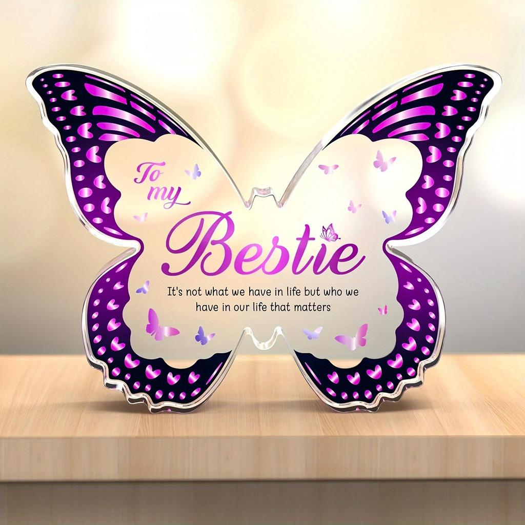 Best Friend Gifts (Women) – Butterfly Acrylic Plaques. For Female Bestie: Birthday, Xmas, Thanksgiving, Valentines.