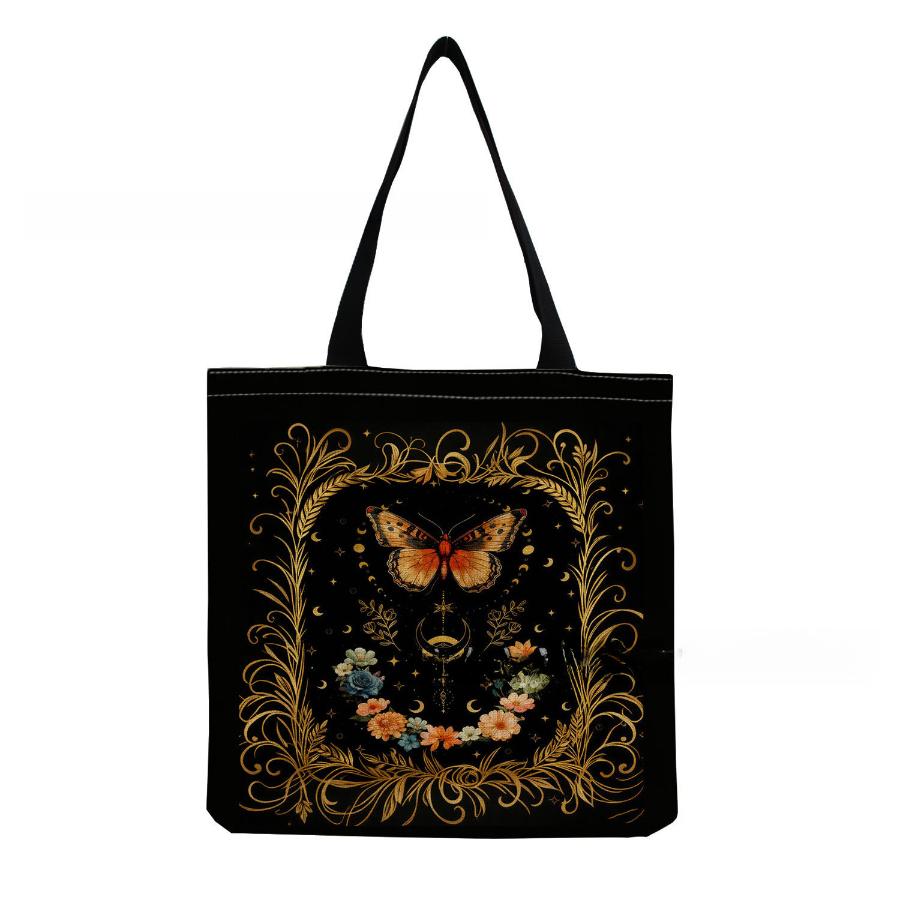 

Women Vintage Linen Tote Bag - Large Capacity Butterfly Print Shoulder Handbag for Casual & Grocery Shopping KTB 20