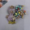 Medieval Vintage Bouquet Cartoon Chick Full Diamond Brooch Corsage, Colorful Retro Jewelry