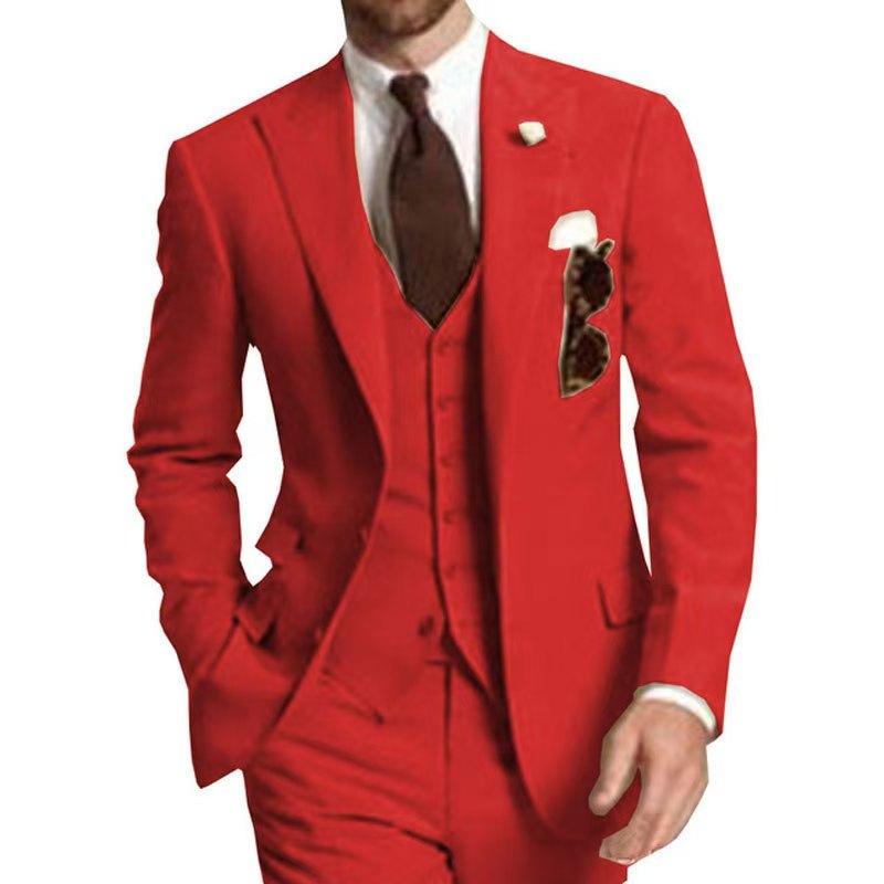 3dílné pánské obleky Slim Fit oblek Formální Business Ženich Oblečení Svatba Tuxeda Blejzr Bunda Vesta Kalhoty Set Kostým Homme Vzít se