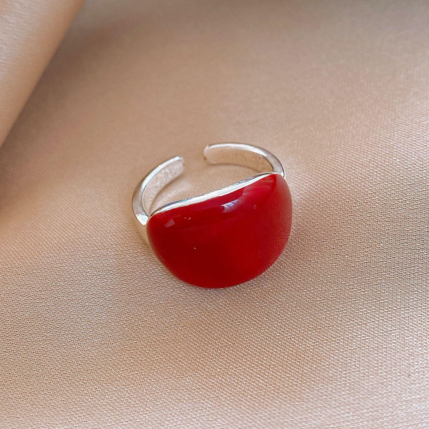 Винтажное красное кольцо с каплями масла, овальное, открытое, кольцо на указательный палец, Анкара, красные, простые украшения, для женщин