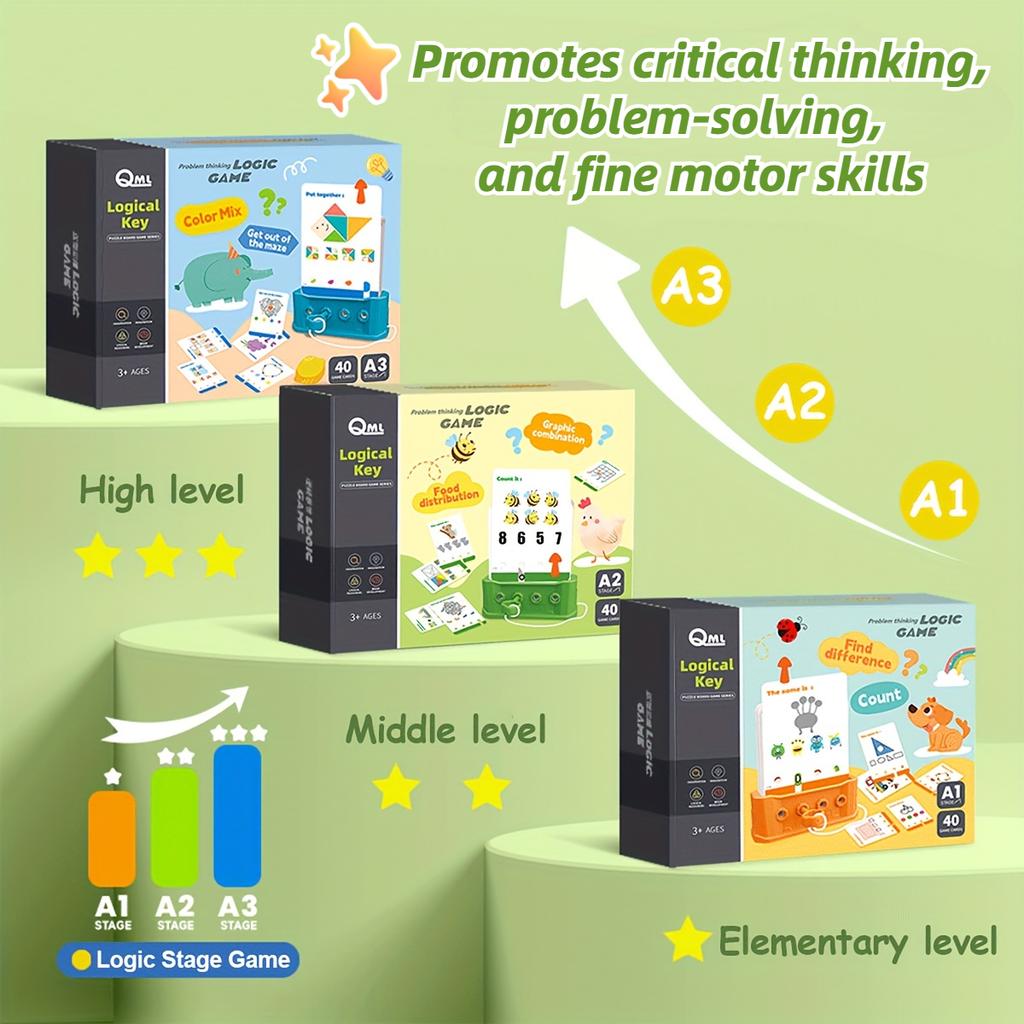 Logic Key Unlock Kids Toy Montessori Early Learning Color Recognition Math Skills Logic Training 80 Levels Birthday Gifts