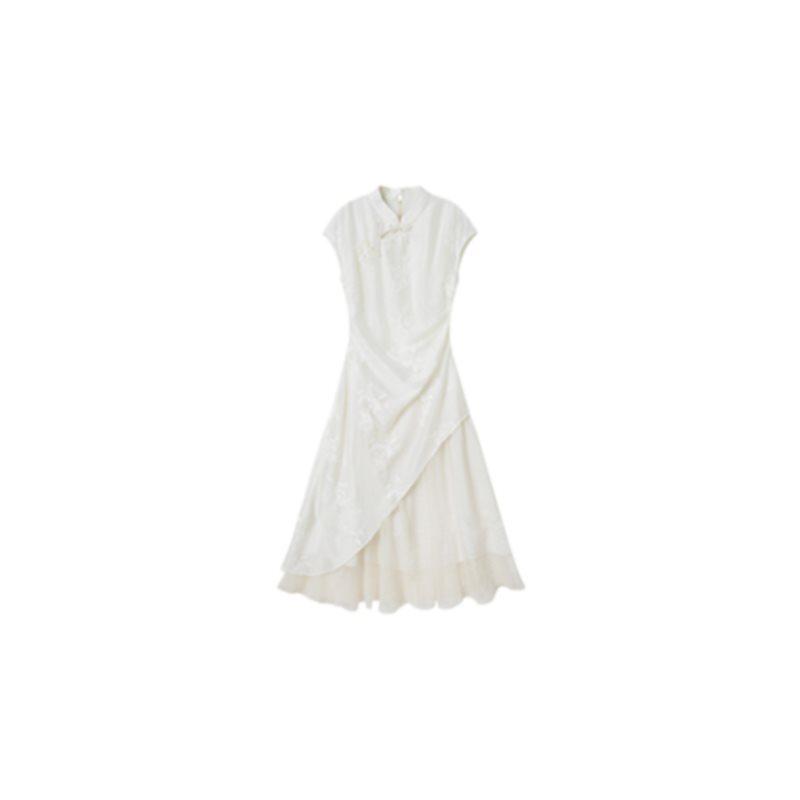New Summer Chic Chinese Cheongsam Dress with Frog Buttons and Slant Placket