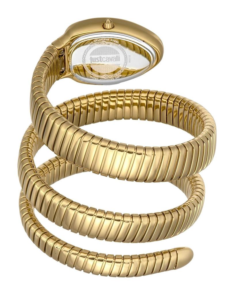Roberto Cavalli Glam Evo 5 Silver Dial Gold Steel Strap Watch for Women JC1L228M0035