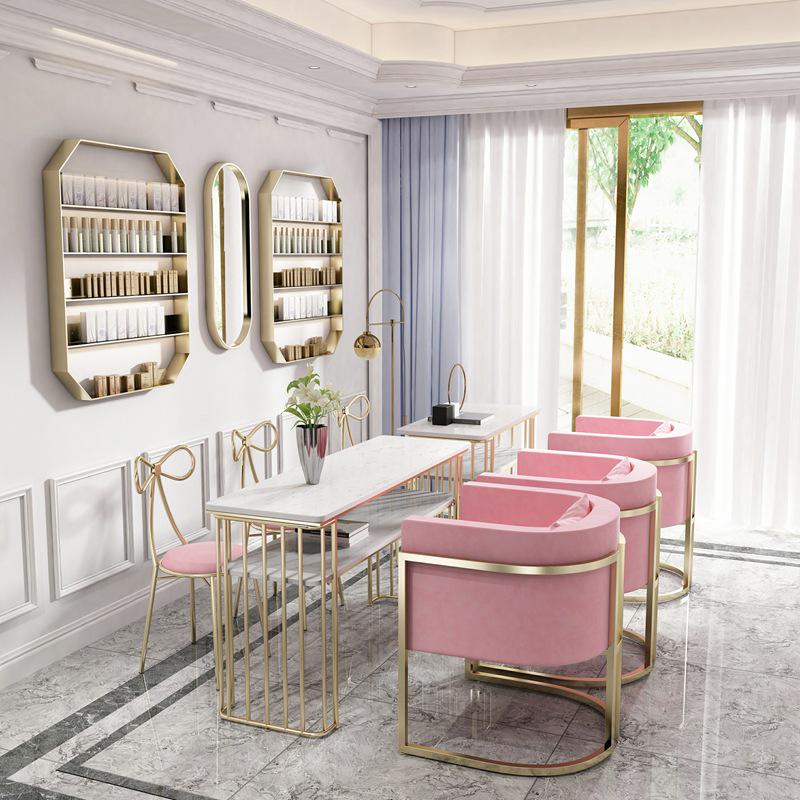 Nordic Double Layer Marble Manicure Table & Chair Set: Elegant, Space-Saving Station for Single & Double Manicures.