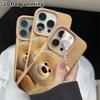 Phone Case: 2D flat lambskin suitable for iPhone 18 17 16 15 14 13 Pro film protective case, light brown bear, Christmas and Halloween gift