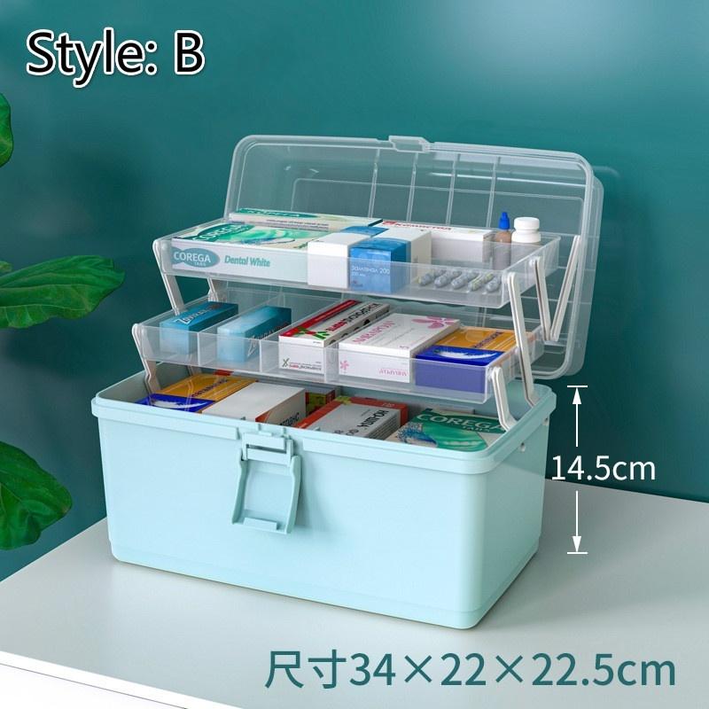 

Большая вместимость коробки-органайзера для семейной медицины, портативная аптечка первой помощи, контейнер для хранения лекарств, семейный набор косметики, коробки для хранения Style B-Blue