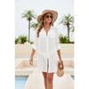 Camisa de Praia Feminina Transparente com Botões Manga Longa Leve Vestido Túnica