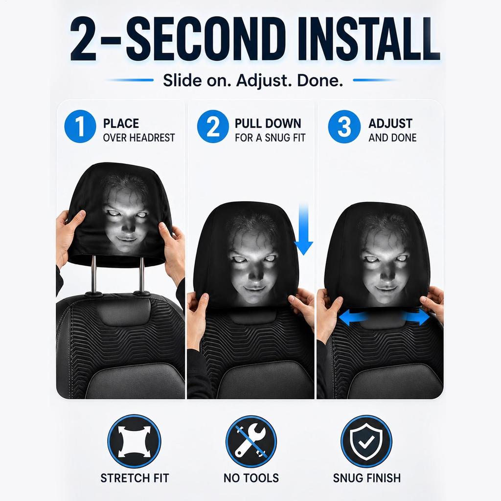 Halloween Terror Headrest Covers For Cars Funny Smiling Universal Soft Spooky Case Headrest Covers For Trip Travel Daily Home