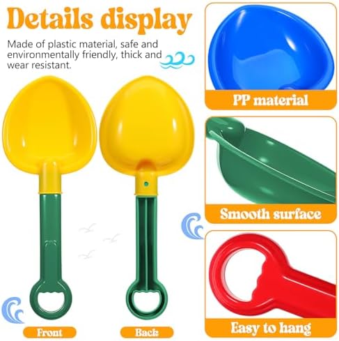 Toddmomy 3-Piece Sand Toy Set, Kids Plastic Sand Shovels, Lightweight Durable Beach Sand Digging Tools for Outdoor Sandbox Play