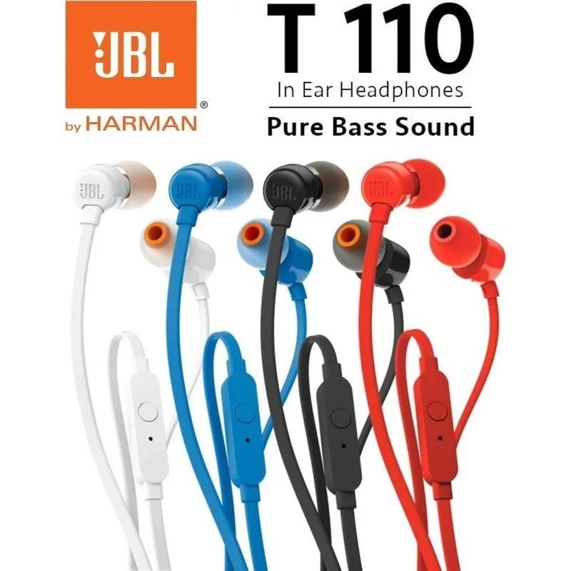 JBL TUNE 110 Authentic Authorization In-ear Wired Headphones Microphone Remote Control Heavy Bass Sound Quality 3.5mm Interface