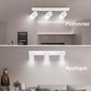 Plafonnier avec 3 spots kambo plafond blanc rectangle en métal gu10, luminaire spot pour chambre salon séjour couloir sans ampoules