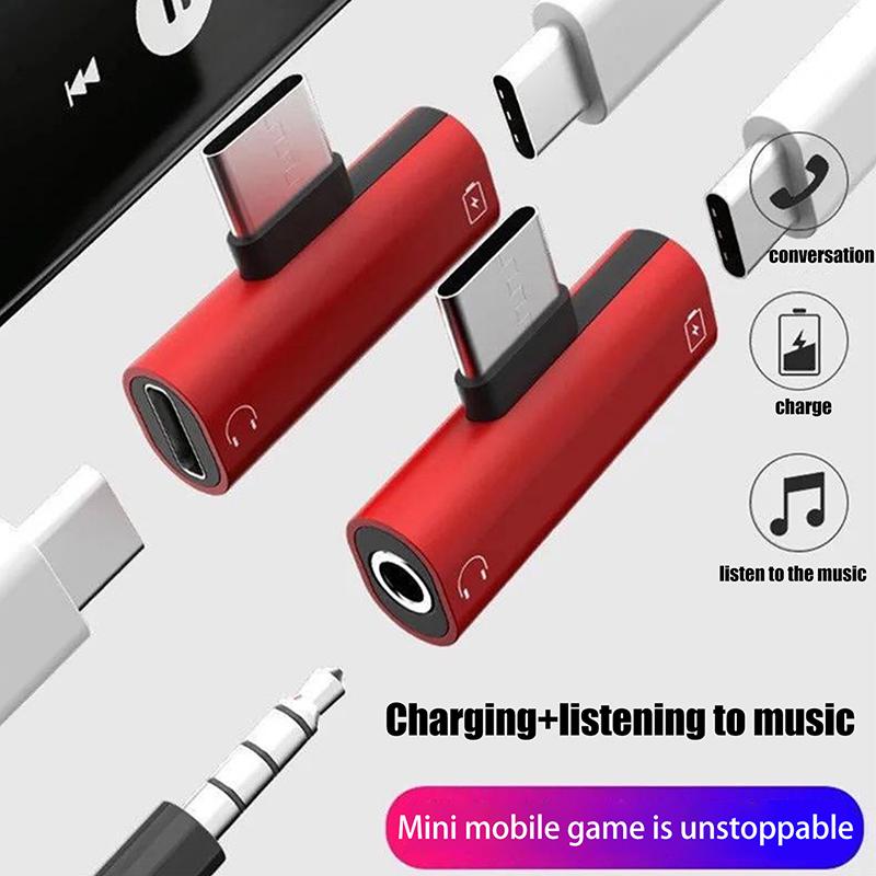 Usb Type-C To 3.5 Mm Headphone Metal Adapters Charging Splitter With Aux Audio Jack To Multiple Phone Models Charging/Music/Call