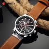 CURREN Fashion Mens Watches Quartz Casual Sports Waterproof Leather Strap Date Business Male Wristwatches Clock Montre Homme