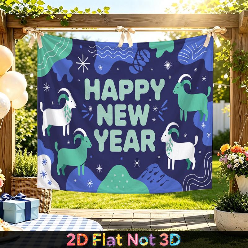 Party Backdrop New Year Flat Festive Goat Pattern Multi Layered Celebrations Photo Booth Background Front Door Decor