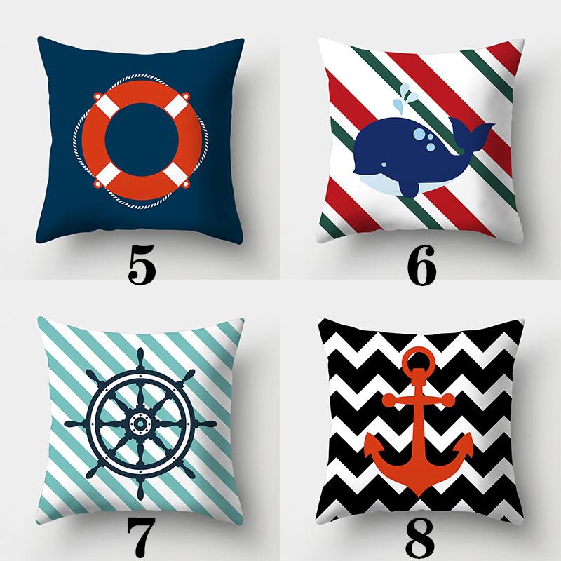 Sailor Pillowcase Square Sofa Pillowcase Peach Skin Pillowcase Marine Themed Cushion Cover Home Decor Pillowcase