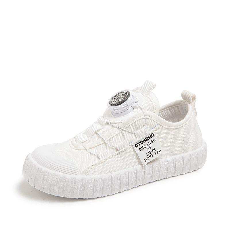 Girls Spring Breathable Casual Swivel Buckle Canvas Shoes Students Non-slip Wearable Design Single Shoes