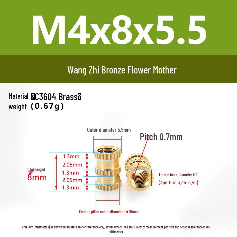 M1-M10 Knurled Brass Heat Insert Nut for Injection Molding