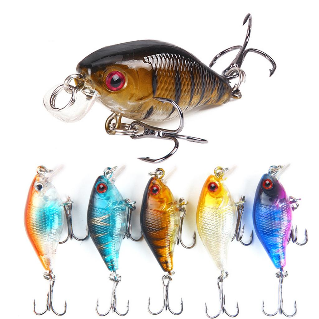Hard Fishing Crankbait with Treble Hooks - Black Plastic Artificial for and Trout