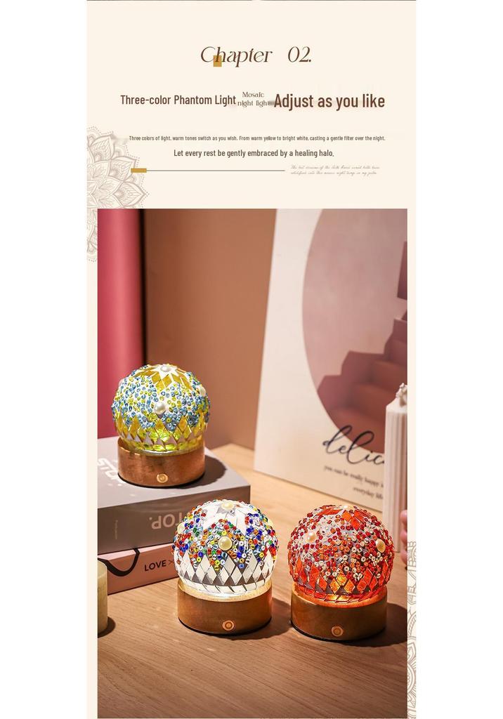 Bohemian LED Night Light - USB Rechargeable Moroccan Glass Lamp