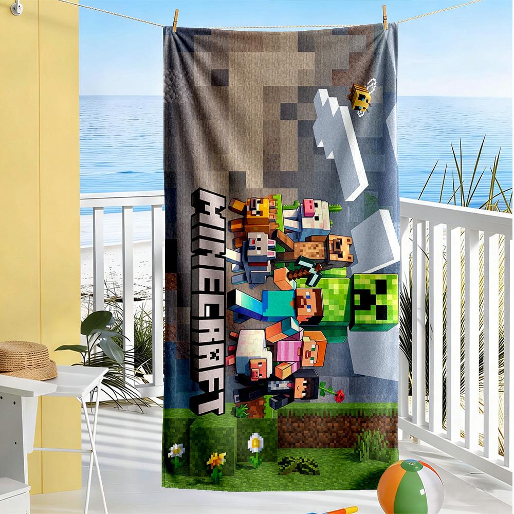 Minecraft Beach Towel Super Soft Microfiber Quickdry Fabric Comfortable Lightweight