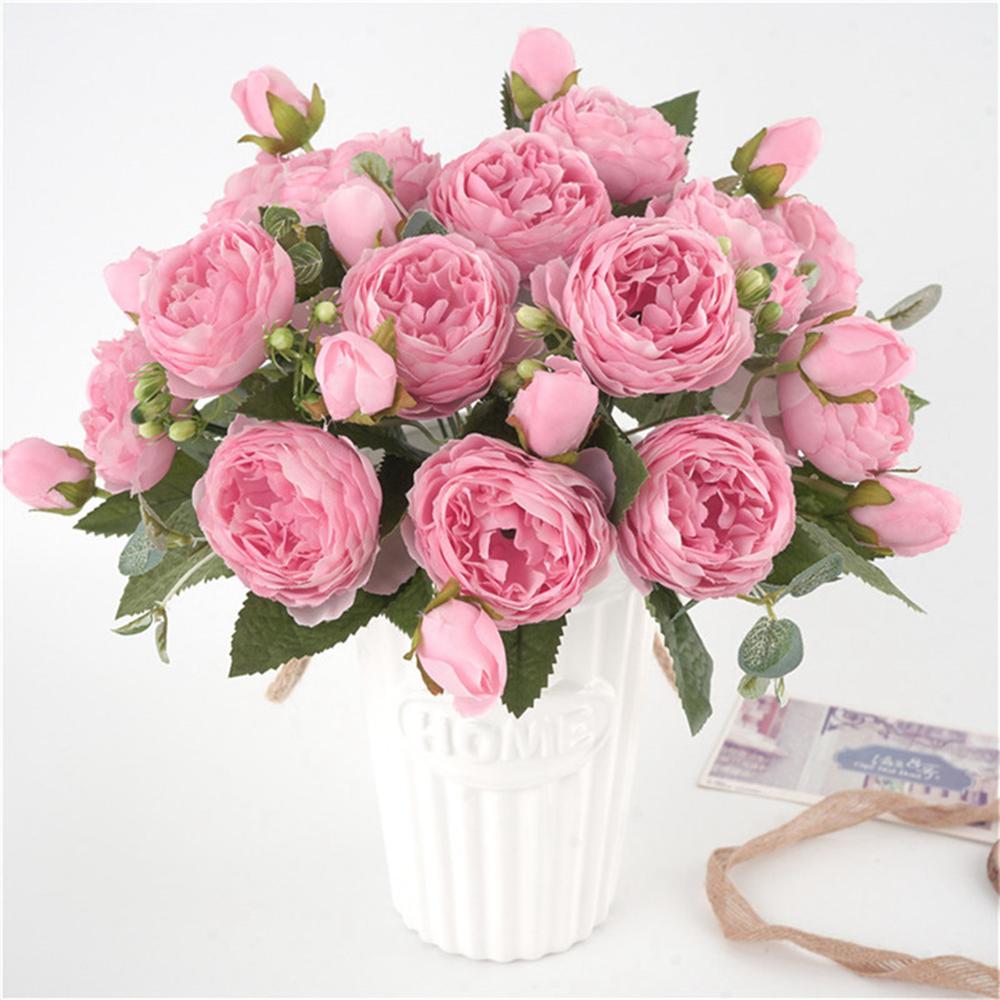 30CM Fake Roses Silk Peony Artificial Flowers Cheap New Year's Festival Decorations Vases for Home Wedding Bridal Bouquet Indoor