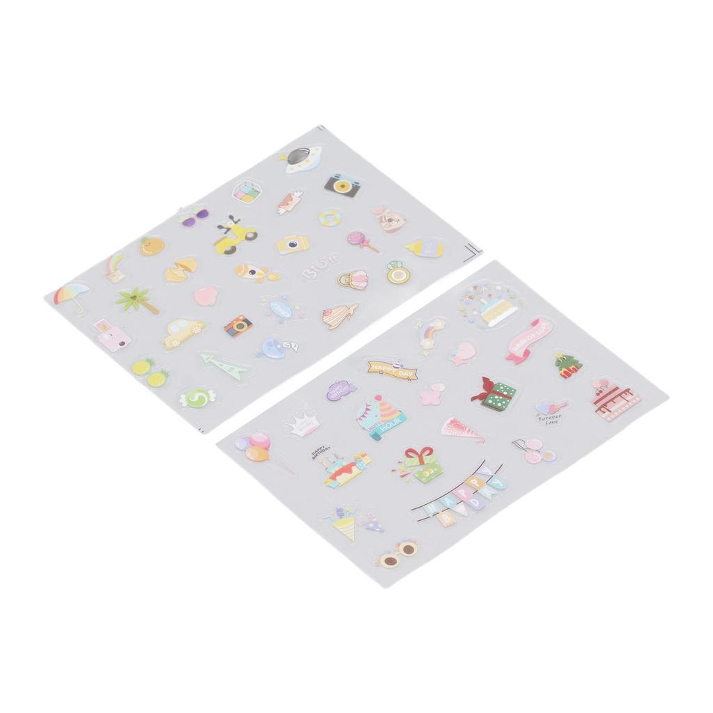 2PCS Decorative Stickers Cute Cartoon Self Adhesive Sticker Colorful PVC Sticker for   Album Planner Scrapbook