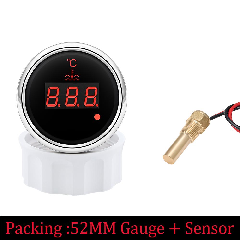 0~120 stopni Celsjusza Wskaźnik Temperatury Wody 52MM Samochodowy Miernik Temperatury Wody Samochodowy Wodoodporny Termometr Wskaźnik z Czujnikiem Wody 1/8 NPT
