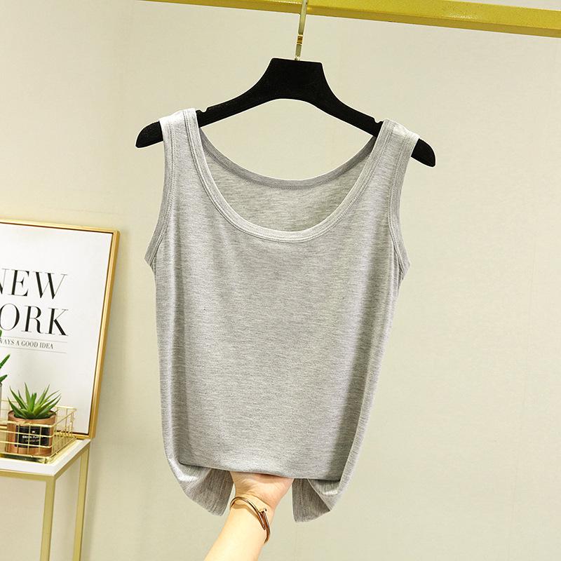 Spring/Summer Women's White Cotton Racerback Tank Top - Sleeveless Camisole Knitted Base Layer