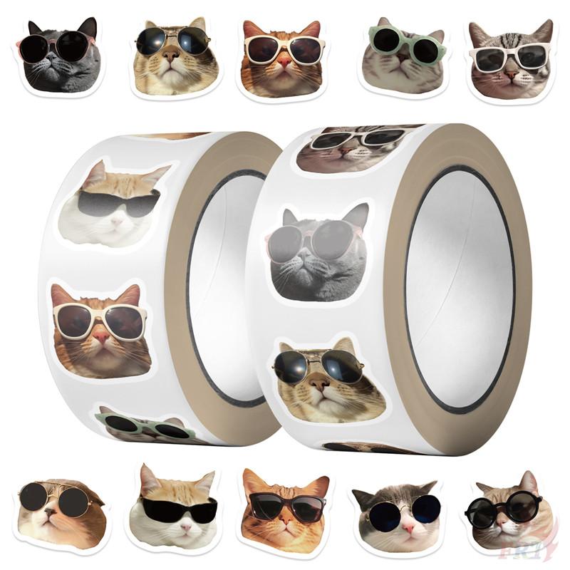 500Pcs/Roll Kuso Funny Sunglasses Cats Kids Rewards Stickers - DIY Scrapbooks Album Decor Sealing Label Decals