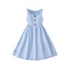Modisches Sommerkleid für Mädchen, Kinder, Elegant, Lässig, Ärmellos, Gestreift, Hohe Taille
