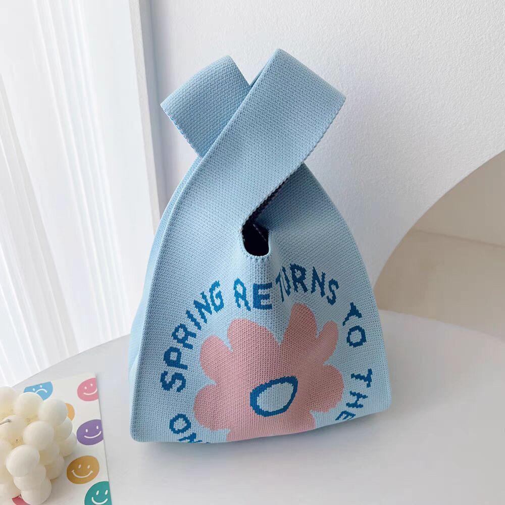 Вязаная милая сумка-тоут с цветком - Большая вместимость, портативная, подарок для прогулок