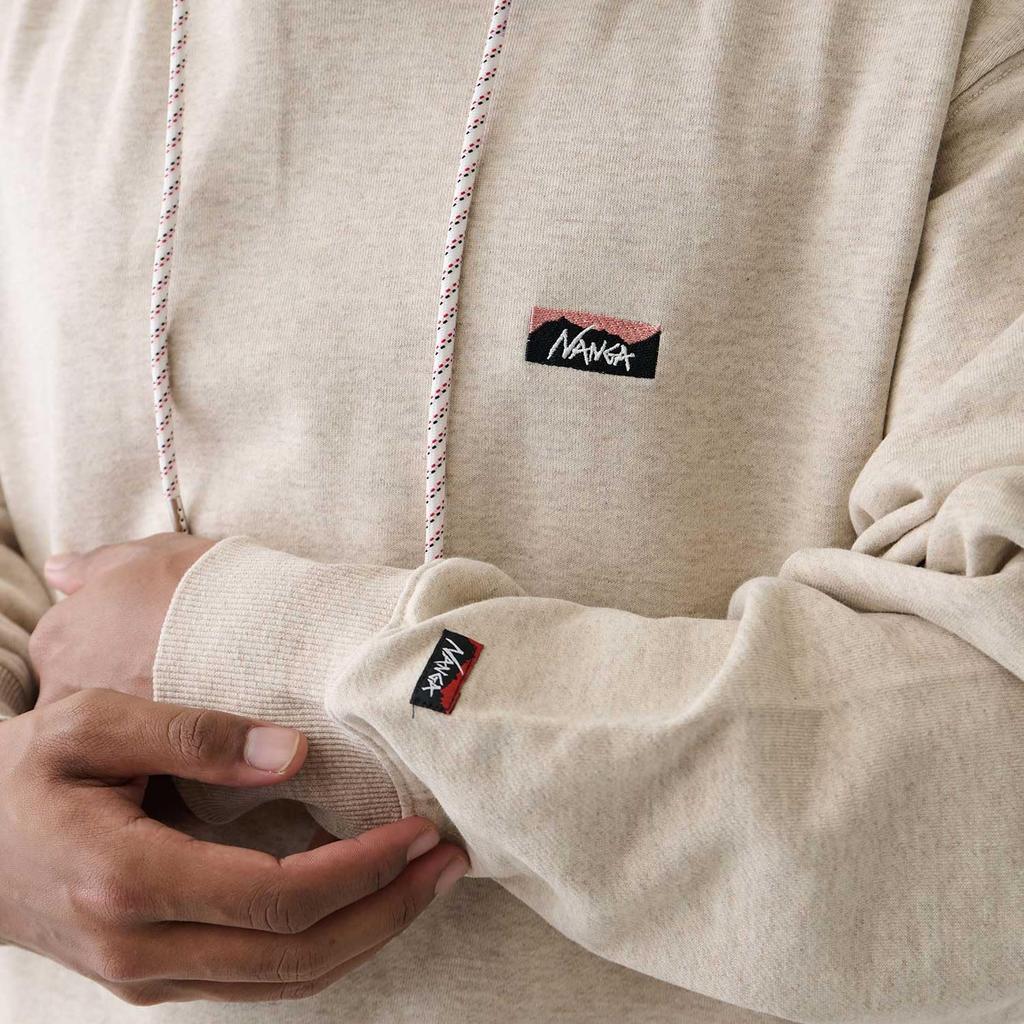 NANGA Eco Hybrid Mini Box Logo Embroidered Hoodie (Unisex) L/OATMEAL