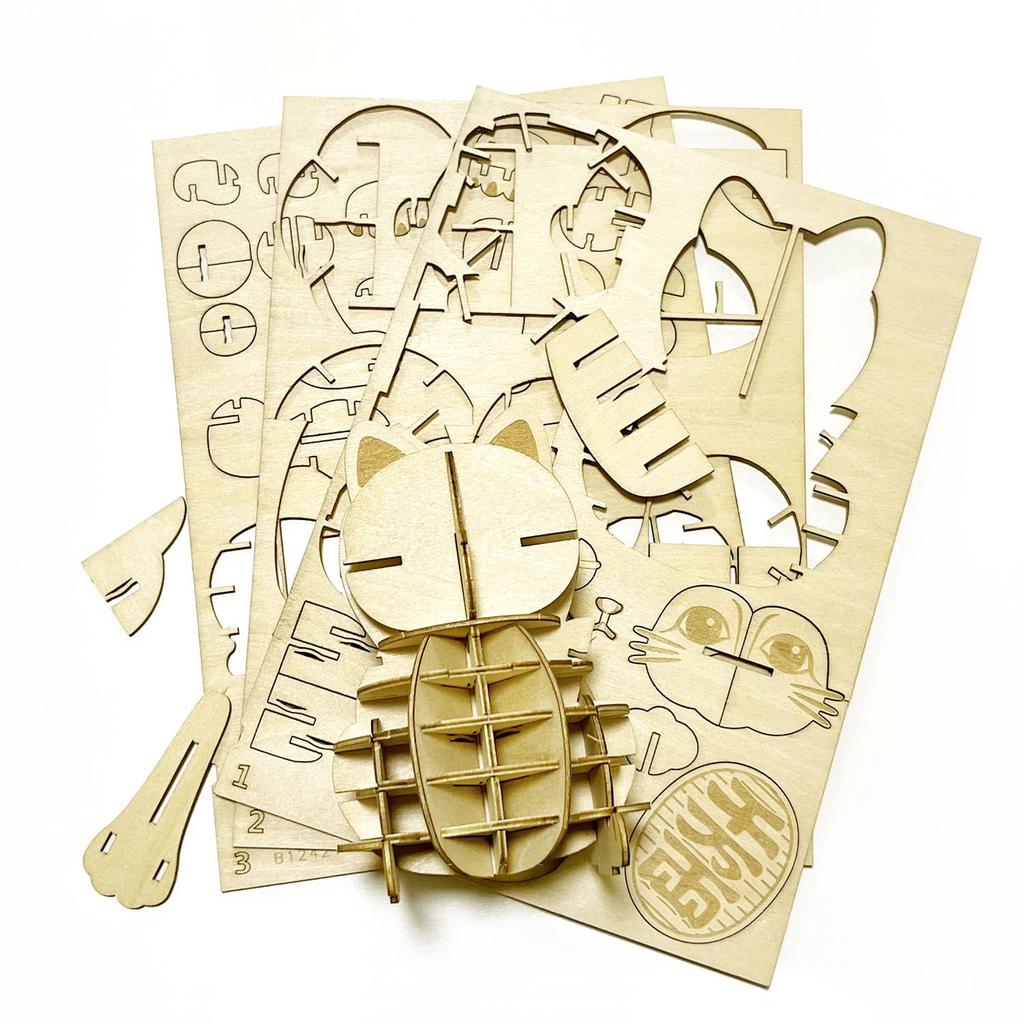 Maneki Neko A wooden 3D puzzle DIY craft kit that can be enjoyed by everyone from elementary school students to adults Educational toys for boys and