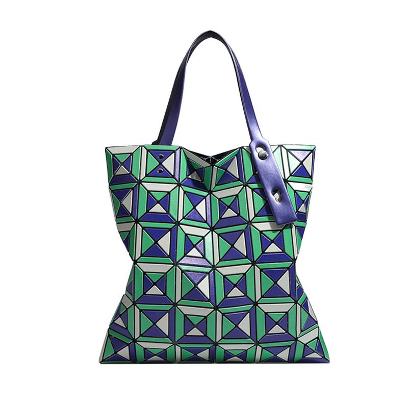 2025 New Rectangular Diamond Grid Color Blocked Tote Bag Handbill Shoulder Bag for Women