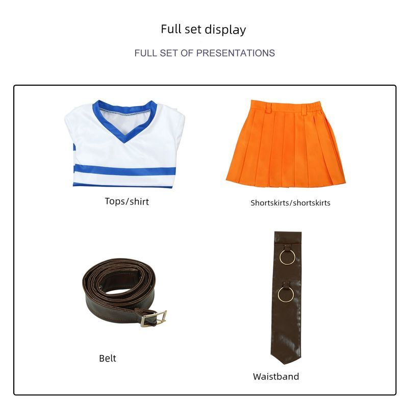 

2023 Live-Action Movie Version of Luffy, Nami, Zoro, One Piece Cosplay Costumes, Anime Cosplay, Halloween Performance Costumes Movie Version Nami Kids [Full Outfit Set] 110