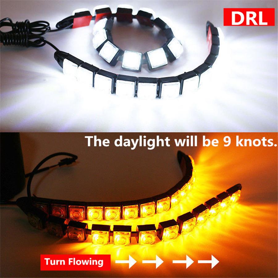 2x 9 LED Car Flexible DRL Daytime Running Driving Lamp Turn Signal Light