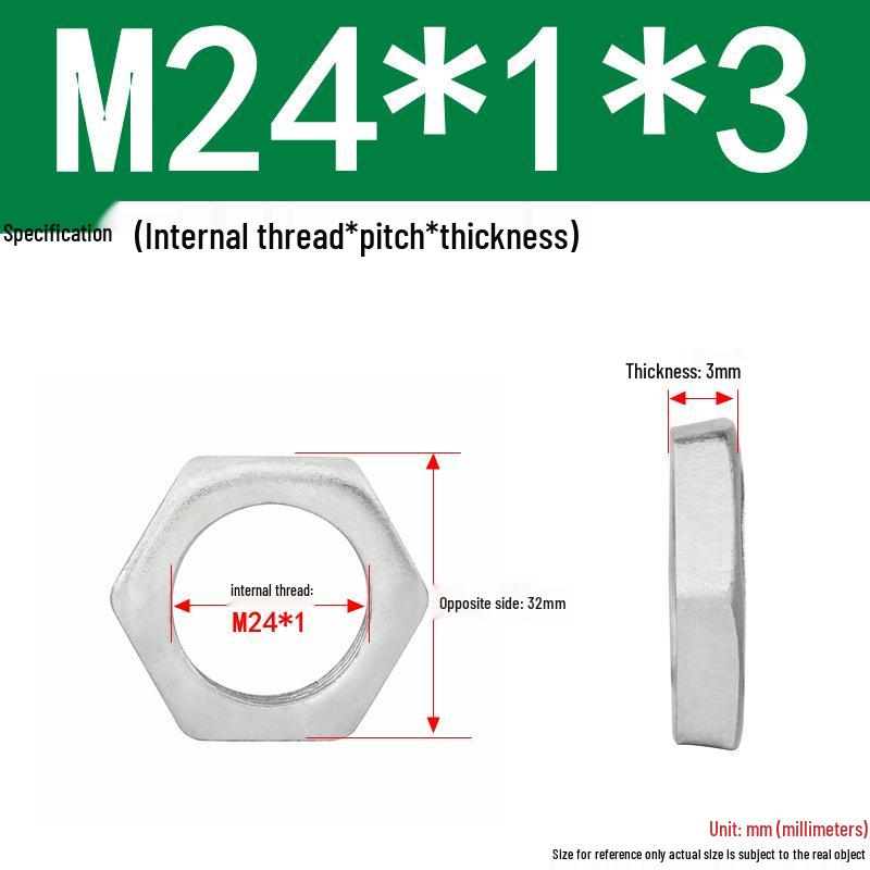 GB808 White Zinc Hex Thin Nut, Fine Thread, Lamp-Type, M6-M30