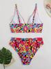 Cross-Border Split Bikini: Sexy Bandeau Print Triangle Swimwear for Women