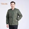 Men Down Jacket Autumn Winter Stand Collar Long Sleeve Thickened Velvet Cotton Coat with Pockets Solid Color Quilted Outerwear