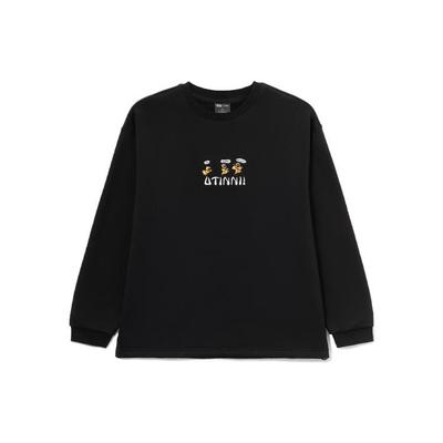 Li-Ning X Star Wars Bestickter Fleece-gefütterter lockerer Pullover Sweatshirt Damen Oberteile Schwarz AWDRG74-1