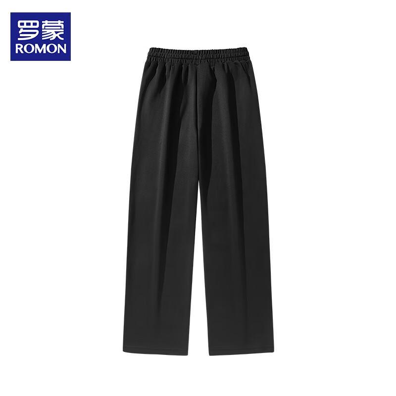 ROMON Men's Solid Loose Straight-Leg Casual Pants